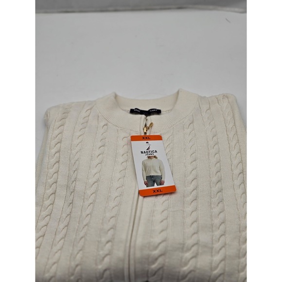 NEW Nautica Jeans Women's Cable Knit Full Zip Sweater Ivory Size XXL NWT - Picture 4 of 7